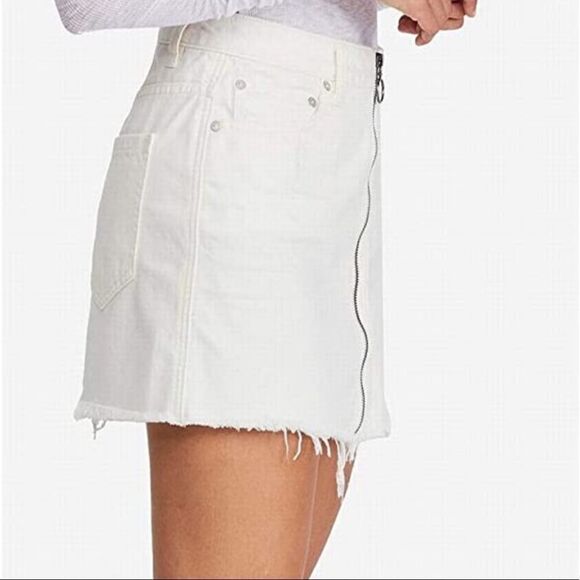 Free People Zip It Up Denim Mini Skirt White 26 - Picture 2 of 13